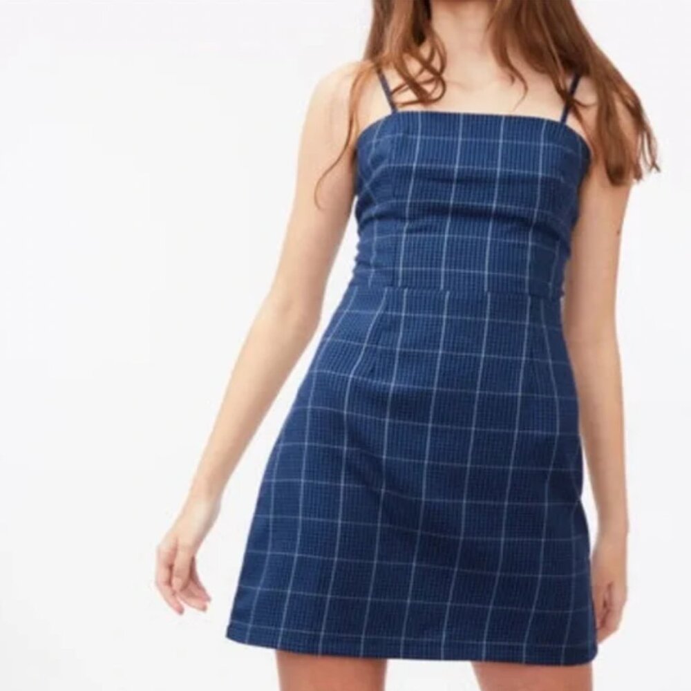 AEROPOSTALE Blue Plaid Vintage 90s-inspired Spaghetti Strap Mini Dress - Sz Med